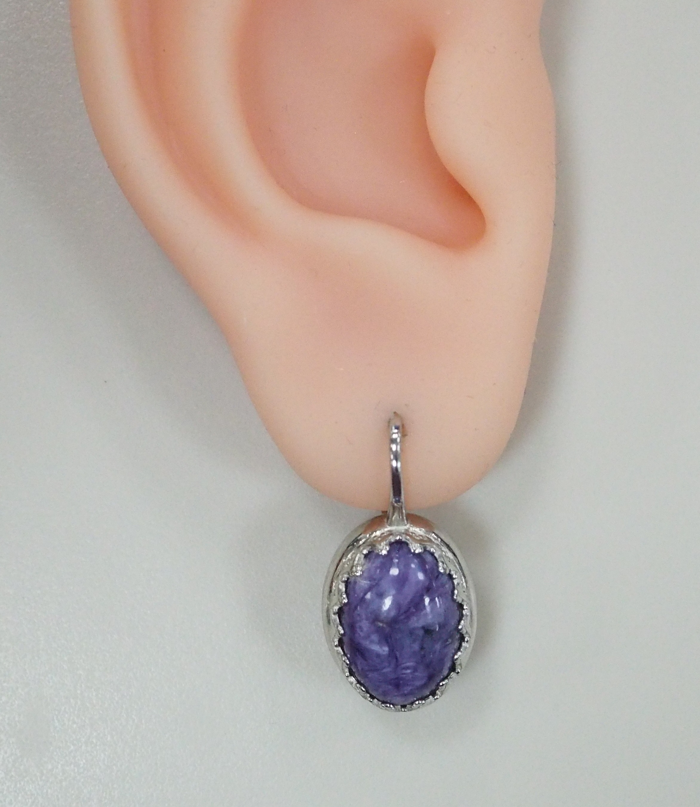 Серебряные серьги с чароитами